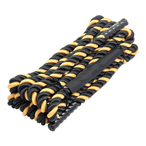 Corde de combat noire / jaune en nylon 50' à ondulation